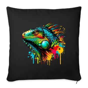 Leguan - Sofakissenbezug 45 x 45 cm - Schwarz - Vorne
