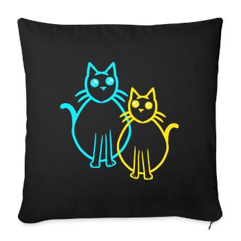 Chats Chat Chaton Chaton Rétro Vintage - Housse de coussin décorative 45 x 45 cm - noir - Devant