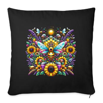 Vibrant, colorful artwork with bees - Sofa pillowcase 17,3'' x 17,3'' (45 x 45 cm) - black - Front
