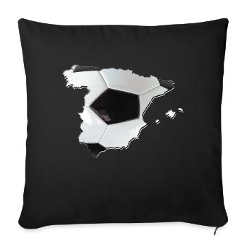 Espagne | Vrai football | Carte - Housse de coussin décorative 45 x 45 cm - noir - Devant