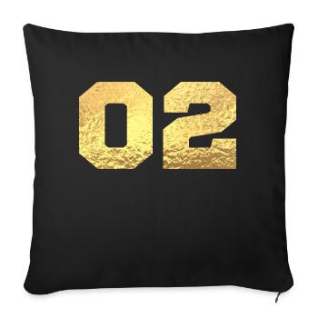 Number 2 Gold Glitter -2nd Anniversary - Sofa pillowcase 17,3'' x 17,3'' (45 x 45 cm) - black - Front