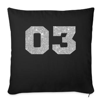 Number 3 Silver Glitter -3rd Anniversary - Sofa pillowcase 17,3'' x 17,3'' (45 x 45 cm) - black - Front