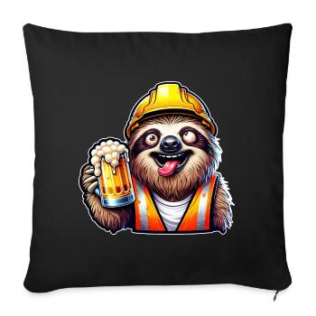 Ouvrier du bâtiment paresseux avec de la bière ivre drôle - Housse de coussin décorative 45 x 45 cm - noir - Devant