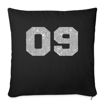 Nummer 9 Silberglitter - 9. Jahrestag - Sofakissenbezug 45 x 45 cm - Schwarz - Vorne