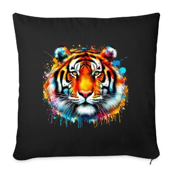Tiger - Sofa pillowcase 17,3'' x 17,3'' (45 x 45 cm) - black - Front