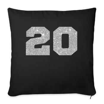 Nummer 20 Silberglitter - 20-jähriges Jubiläum - Sofakissenbezug 45 x 45 cm - Schwarz - Vorne