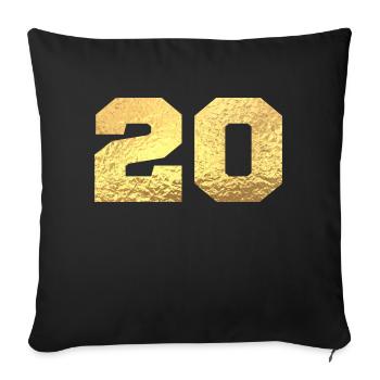 Nummer 20 Gold Glitter - 20-jähriges Jubiläum - Sofakissenbezug 45 x 45 cm - Schwarz - Vorne