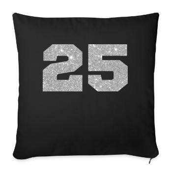 Number 25 Silver Glitter - 25th Anniversary - Sofa pillowcase 17,3'' x 17,3'' (45 x 45 cm) - black - Front