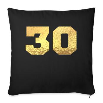 Numéro 30 paillettes doré - 30e anniversaire - Housse de coussin décorative 45 x 45 cm - noir - Devant