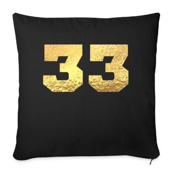 Number 33 Gold Glitter - 33rd Anniversary - Sofa pillowcase 17,3'' x 17,3'' (45 x 45 cm) - black - Front