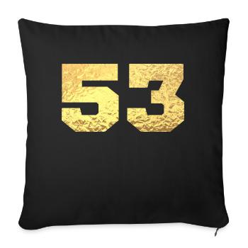 Numéro 53 paillettes doré - 53e anniversaire - Housse de coussin décorative 45 x 45 cm - noir - Devant