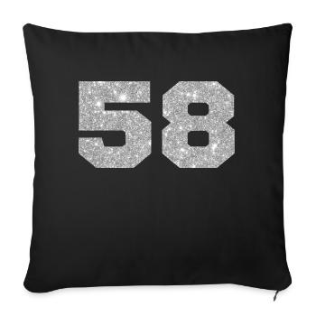 Number 58 Silver Glitter - 58th Anniversary - Sofa pillowcase 17,3'' x 17,3'' (45 x 45 cm) - black - Front