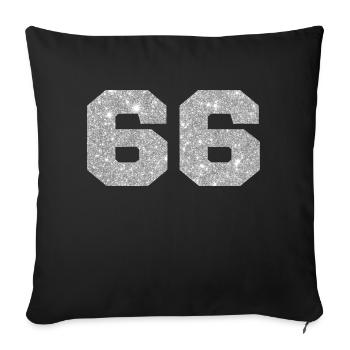 Number 66 Silver Glitter - 66th Anniversary - Sofa pillowcase 17,3'' x 17,3'' (45 x 45 cm) - black - Front