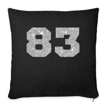 Number 83 Silver Glitter - 83rd Birthday - Sofa pillowcase 17,3'' x 17,3'' (45 x 45 cm) - black - Front