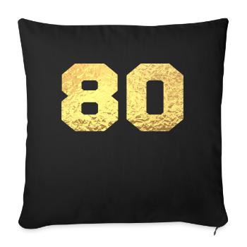 Number 80 Gold Glitter - 80th Anniversary - Sofa pillowcase 17,3'' x 17,3'' (45 x 45 cm) - black - Front