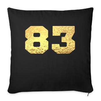 Numéro 83 paillettes doré - 83e anniversaire - Housse de coussin décorative 45 x 45 cm - noir - Devant