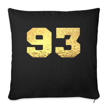 Number 93 Gold Glitter - 93rd Anniversary - Sofa pillowcase 17,3'' x 17,3'' (45 x 45 cm) - black - Front