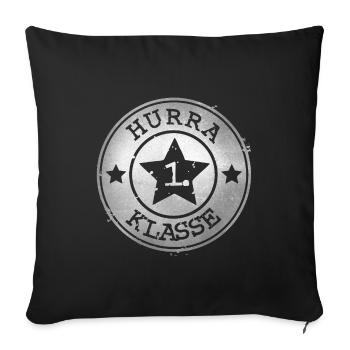 Hurrah 1st Class - Silver Badge with Star - Sofa pillowcase 17,3'' x 17,3'' (45 x 45 cm) - black - Front