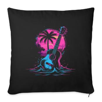 Ukulele 80s Look - Sofa pillowcase 17,3'' x 17,3'' (45 x 45 cm) - black - Front