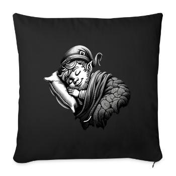 Schlafender Leprechaun (Irischer Kobold) - Sofakissenbezug 45 x 45 cm - Schwarz - Vorne