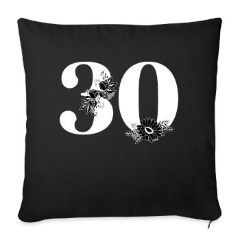 Numéro 30 floral noir -30e anniversaire floral - Housse de coussin décorative 45 x 45 cm - noir - Devant