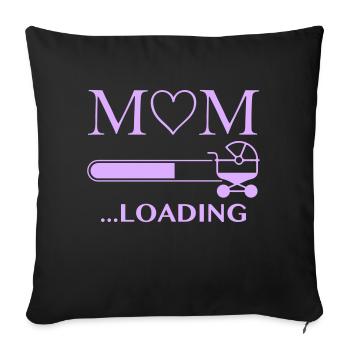 mom loading - Sofa pillowcase 17,3'' x 17,3'' (45 x 45 cm) - black - Front