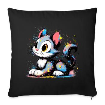 Cat - Sofa pillowcase 17,3'' x 17,3'' (45 x 45 cm) - black - Front
