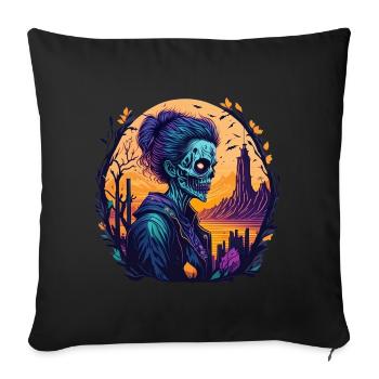 Gruseliges Halloween-partykostüm Zombie - Housse de coussin décorative 45 x 45 cm - noir - Devant