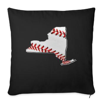 New York (United States) | real baseball | Map - Sofa pillowcase 17,3'' x 17,3'' (45 x 45 cm) - black - Front