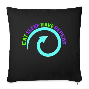 Manger dormir rave répéter nourriture sommeil corbeau disant - Housse de coussin décorative 45 x 45 cm - noir - Devant