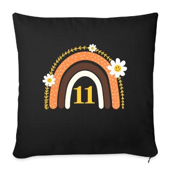 11e anniversaire rainbow jaune - Housse de coussin décorative 45 x 45 cm - noir - Devant