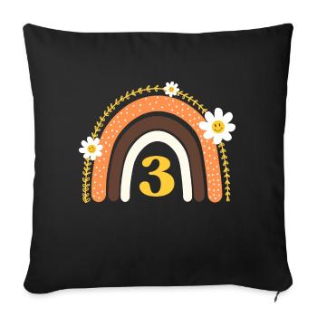 3e anniversaire rainbow jaune - Housse de coussin décorative 45 x 45 cm - noir - Devant