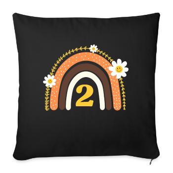 2e anniversaire rainbow jaune - Housse de coussin décorative 45 x 45 cm - noir - Devant