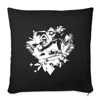 Skater Zeichnung - Sofakissenbezug 45 x 45 cm - Schwarz - Vorne