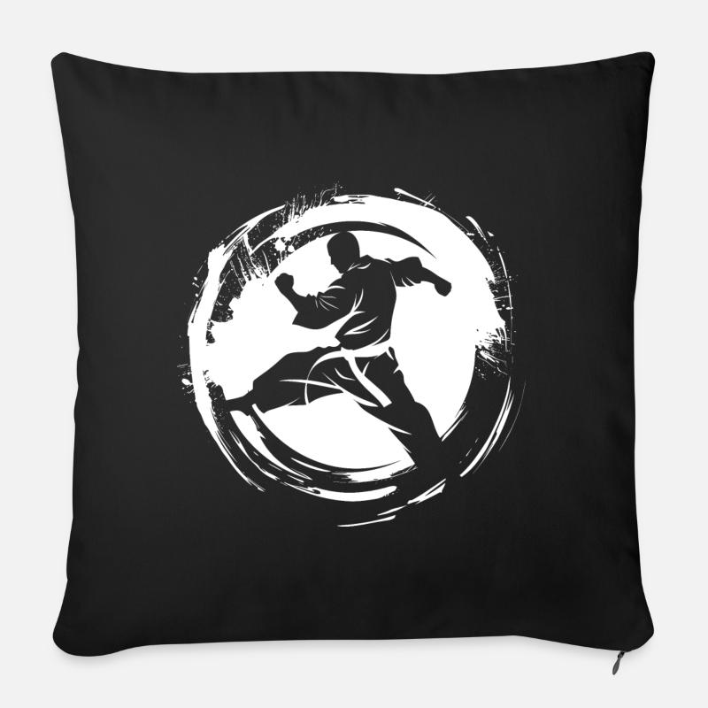 Karateka Skizze - Sofakissenbezug 45 x 45 cm - Schwarz