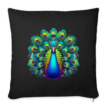 Paon - Housse de coussin décorative 45 x 45 cm - noir - Devant