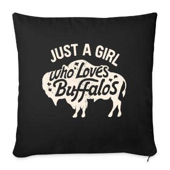 Nur ein Mädchen, das Buffalos liebt Büffel - Sofakissenbezug 45 x 45 cm - Schwarz - Vorne