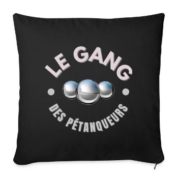pétanque, pétanqueur, jouer à la pétanque - Housse de coussin décorative 45 x 45 cm - noir - Devant