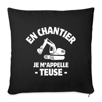 excavator, construction machinery, construction - Sofa pillowcase 17,3'' x 17,3'' (45 x 45 cm) - black - Front