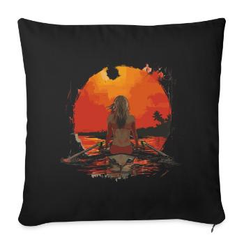 Rameur d’illustration - Housse de coussin décorative 45 x 45 cm - noir - Devant