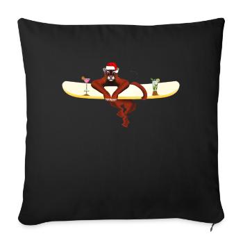 Cat on a surfboard - Sofa pillowcase 17,3'' x 17,3'' (45 x 45 cm) - black - Front