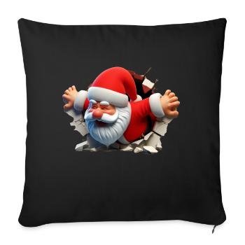 Santa in the hole from the front 2 - Sofa pillowcase 17,3'' x 17,3'' (45 x 45 cm) - black - Front