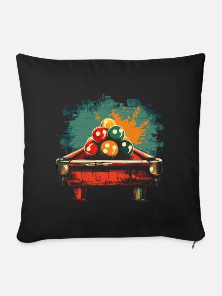 Billard Comic Stil - Sofakissenbezug 45 x 45 cm - Schwarz
