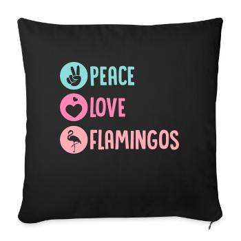 Paix Amour Flamants Mignon Oiseau Rose - Housse de coussin décorative 45 x 45 cm - noir - Devant