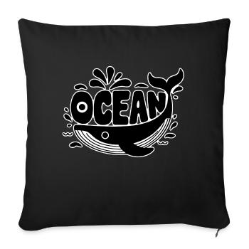 baleine et ocean - nature - Housse de coussin décorative 45 x 45 cm - noir - Devant