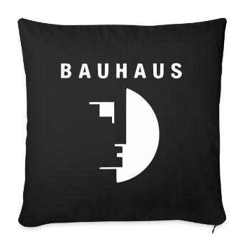 100 ans de l'école de design Bauhaus - Logo du Bau - Housse de coussin décorative 45 x 45 cm - noir - Devant