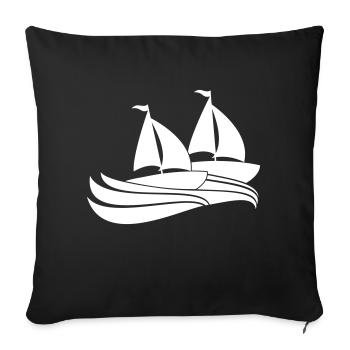 Deux navires Régate par équipe Régate de voile de compétition - Housse de coussin décorative 45 x 45 cm - noir - Devant