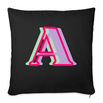 Buchstabe A mehrfarbig - originelle Geschenkidee - Sofakissenbezug 45 x 45 cm - Schwarz - Vorne