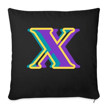 Multicolored letter x - Sofa pillowcase 17,3'' x 17,3'' (45 x 45 cm) - black - Front