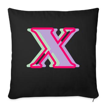 Multicolored letter x - Sofa pillowcase 17,3'' x 17,3'' (45 x 45 cm) - black - Front